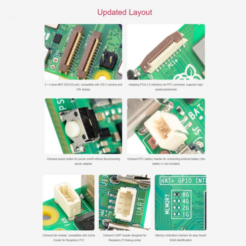 Carte de développement Waveshare pour processeur Raspberry Pi 5 2,4 GHz Quad-Core BCM2712, spécifications : 4 Go SW06021093-09